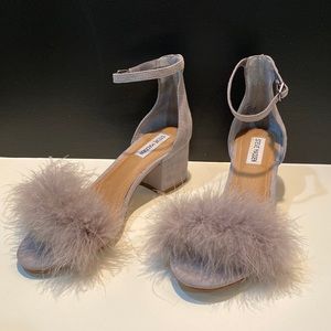 Steve Madden Imelda Gray Suede Feather Heels
